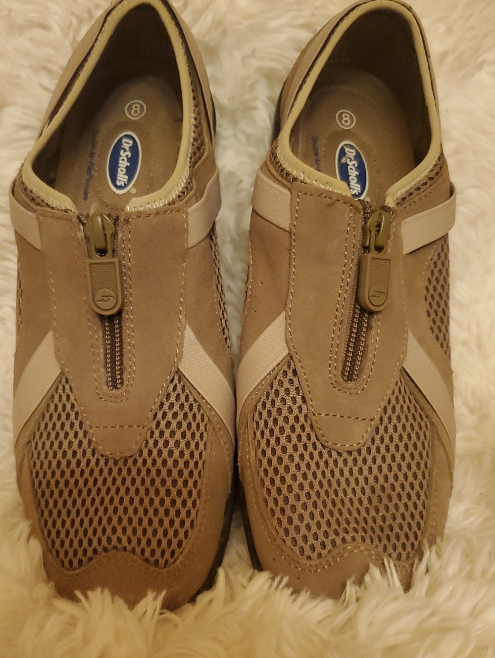 Dr. Scholl's womens Light Tan Zip-Front Athletic Slip-Ons